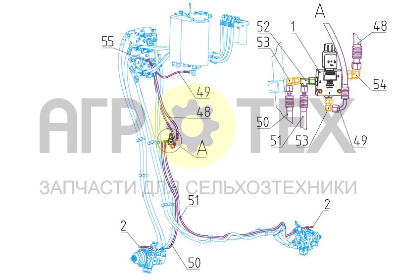 Гидросистема стояночного тормоза (102.09.04.000Ф) (№53 на схеме)